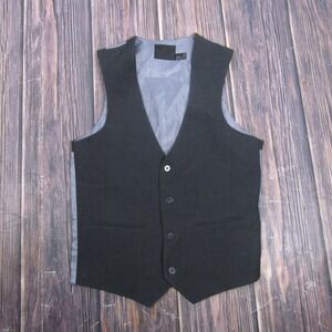 ASOS Vest Mens 38 Black Stretch Piece 4-Button Formal Suit Waistcoat